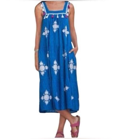 Sundance Dresses & Skirts - Sundance Embroidered Blue Maxie Dress size Small